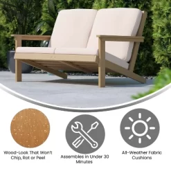 Merrick Lane All-Weather Poly Resin Wood Adirondack Style Deep Seat Patio Loveseat With Cushions -Outdoor Furniture Store GUEST 18f38de8 842f 4a4d 855f 17e243146603 1