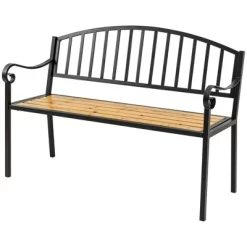 Outsunny 50" Garden Bench, Patio Loveseat With Antique Backrest, Wood Seat And Steel Frame For Backyard Or Porch 8 Outsunny 50" Garden Bench, Patio Loveseat With Antique Backrest, Wood Seat And Steel Frame For Backyard Or Porch -Outdoor Furniture Store GUEST 18f8ac1d bcee 4f47 b98c 611bf1e42654