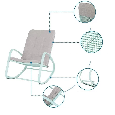 2pc Patio Modern Rocking Chair - Green - Captiva Designs 3 2pc Patio Modern Rocking Chair - Green - Captiva Designs