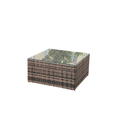 4pc Wicker Patio Sectional Seating Set With Sofa, Arm Chair, Ottoman & Accent Table - Brown/Beige - GODEER 10 4pc Wicker Patio Sectional Seating Set With Sofa, Arm Chair, Ottoman & Accent Table - Brown/Beige - GODEER - Image 8