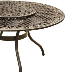 59" Round Ornate Traditional Outdoor Mesh Lattice Aluminum Dining Table With Lazy Susan - Bronze - Oakland Living -Outdoor Furniture Store GUEST 19d513c4 c77d 414c 9d39 88a3dca649b0