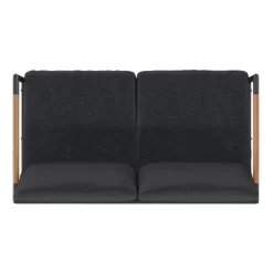 Merrick Lane Outdoor Loveseat With Removable Plush Fabric Cushions And Teak Accented Aluminum Frame -Outdoor Furniture Store GUEST 19e0110c b7e2 48c7 936a f9203d990044 2