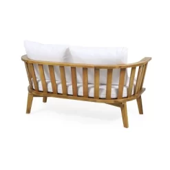 Solano Outdoor Wooden Loveseat With Cushions - White/Teak - Christopher Knight Home -Outdoor Furniture Store GUEST 1a00bf75 ee86 4780 a540 fbbd592c02f2 1