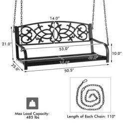 Tangkula Patio Hanging Porch Swing 2-Person Outdoor Metal Swing Bench Chair W/ Chains -Outdoor Furniture Store GUEST 1a0a0633 149c 49a8 b108 b9df5e964945