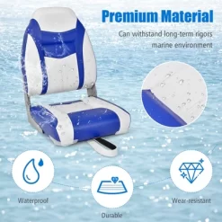 Costway High Back Folding Boat Seats W/ Blue White Sponge Cushion & Flexible Hinges 12 Costway High Back Folding Boat Seats W/ Blue White Sponge Cushion & Flexible Hinges -Outdoor Furniture Store GUEST 1a2cda04 b616 47b4 b495 046c8271aff4