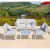 Outsunny 5 Piece Outdoor Furniture Patio Conversation Seating Set, 2 Sofa Chairs, & Coffee Table, White -Outdoor Furniture Store GUEST 1a4b179e f376 43d1 bc9b 7d3e97fa1ee4