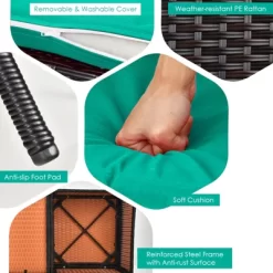 Tangkula Patio Loveseat 2 Person Cushioned Seats With Center Table Outdoor Rattan Furniture Set Turquoise/ Red -Outdoor Furniture Store GUEST 1a64c75d ec61 4dfe ab35 905db55bf19a