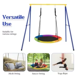 Costway Metal A-Frame Swing Stand Heavy Duty Extra Swing Frame W/Ground Stakes For Backyard -Outdoor Furniture Store GUEST 1aec9991 aaed 4823 b25c fd6b6d2d1218