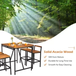 Costway 5PCS Patio Rattan Bar Table Stool Set Acacia Wood Top W/Umbrella Hole -Outdoor Furniture Store GUEST 1af529fd 892e 4fe8 b5d0 838afd06fa01