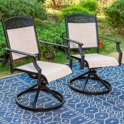 7pc Outdoor Dining Set With Swivel Sling Chairs & Metal Rectangle Table With Umbrella Hole - Black - Captiva Designs -Outdoor Furniture Store GUEST 1b47c7ea a1d9 4d0d 847d ba7c53a1971a