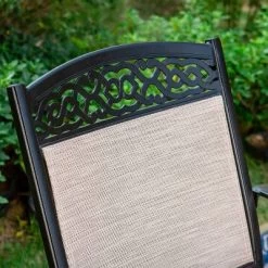 5pc Outdoor Dining Set With Sling Chairs & Metal Round Table With Umbrella Hole - Black - Captiva Designs -Outdoor Furniture Store GUEST 1b6fbb2b 5011 4c0e 951a 2f6d4714e429 1