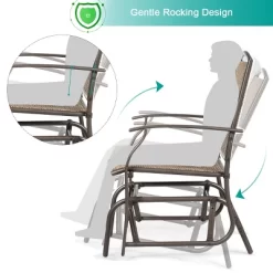 Costway 3PCS Patio Bistro Furniture Set Rocking Glider Chair Glass Table -Outdoor Furniture Store GUEST 1bc5ce84 e59e 47b8 a656 88a3b283504f