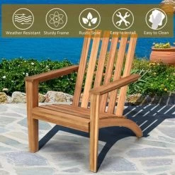 Costway Patio Acacia Wood Adirondack Chair Lounge Armchair Durable Outdoor Garden Yard -Outdoor Furniture Store GUEST 1bc604e7 bc9e 4ac5 bce6 9e803b929d86