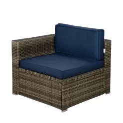 7pc Outdoor Rattan Wicker Seating Set With Cushions - Brown/Blue - GODEER -Outdoor Furniture Store GUEST 1c3ac726 b8ab 47be 98a2 901a02365808 1