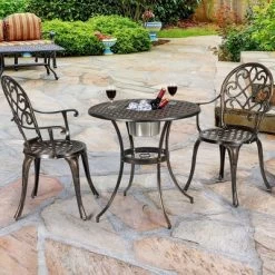 Costway 3PCS Patio Dining Set Aluminum Bistro Attached Removable Ice Bucket -Outdoor Furniture Store GUEST 1ca4f7e3 4193 4d02 8572 3fd01be30bf7