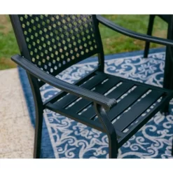 7pc Outdoor Dining Set With Steel Chairs & Large Metal Rectangle Table With Umbrella Hole - Captiva Designs -Outdoor Furniture Store GUEST 1ce9b9df 54d9 4ed3 9fb9 37d547b7fdc6