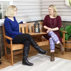 Sunnydaze Decor Sunnydaze Outdoor Meranti Wood With Teak Oil Finish 2-Person Bench Seat With Pop-Up Table - 60" - Brown -Outdoor Furniture Store GUEST 1cf88231 509e 44d6 acf4 73894fd6c726