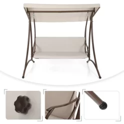 Outdoor 3 Person Swing With Cushions & Side Table - Captiva Designs -Outdoor Furniture Store GUEST 1d25458a b304 44f5 a70e 82038ac31e96