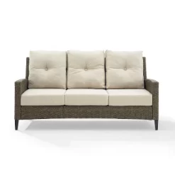 Rockport Outdoor Wicker High Back Sofa - Oatmeal/Light Brown - Crosley -Outdoor Furniture Store GUEST 1e14f081 3b4d 43fa 8788 e56350e076c9
