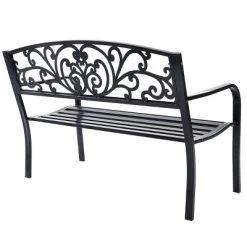 Tangkula 50"Patio Bench Porch Chair Steel Frame Cast Iron Loveseat W/ Backrest For Park Garden -Outdoor Furniture Store GUEST 1e9b409a 8504 4243 8ab5 3e0be4859190