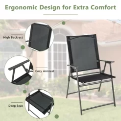 Costway 4pcs Patio Folding Portable Dining Chairs Metal Frame Armrests Garden Outdoor -Outdoor Furniture Store GUEST 1ea44cda 1242 4e9e a71f 57d656023237