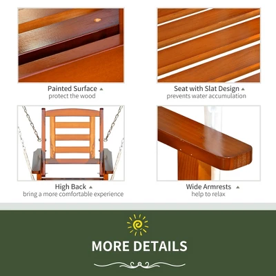 Outsunny Hanging Porch Swing Outdoor Patio Swing Chair With Pine Wood Frame And Wide Backrest For Patio And Yard 7 Outsunny Hanging Porch Swing Outdoor Patio Swing Chair With Pine Wood Frame And Wide Backrest For Patio And Yard - Image 5