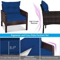 Costway 5 PCS Patio Rattan Wicker Furniture Set Sofa Ottoman Coffee Table Cushioned -Outdoor Furniture Store GUEST 1f861838 960a 4f69 adde 205047366f28