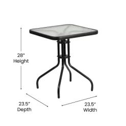 Emma And Oliver Three Piece Patio Table Set With Square Metal Frame Table With Tempered Glass Top And Two Flex Comfort Stacking Chairs -Outdoor Furniture Store GUEST 1fc5f332 a076 45e0 ada3 fbfe7b8556b6