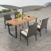 Costway 5 PCS Patio Rattan Dining Set Acacia Wood Table 4 Wicker Chairs With Umbrella Hole -Outdoor Furniture Store GUEST 20826562 0a7c 46d5 8369 e45b77272f92