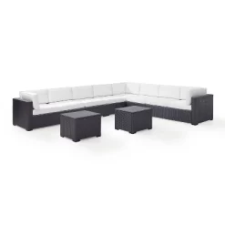 Biscayne 7pc Outdoor Wicker Sectional Set With 2 Coffee Tables & 3 Corner Seats White - Crosley -Outdoor Furniture Store GUEST 20f4d615 3889 4137 8a69 5c40202b87fa