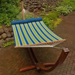 Algoma 13' Reversible Quilted Hammock With Matching Pillow - Aarondace Ocean Stripe -Outdoor Furniture Store GUEST 216b96ee 0d8a 4f7b 86d3 769828c8d323