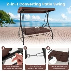 Costway 3-Seat Outdoor Converting Patio Swing Glider Adjustable Canopy Porch Swing Coffee/Black/Red 19 Costway 3-Seat Outdoor Converting Patio Swing Glider Adjustable Canopy Porch Swing Coffee/Black/Red -Outdoor Furniture Store GUEST 21701704 5893 4c69 8a3e 61667754bdfc