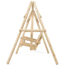 Costway A-Frame Wooden Porch Swing Outdoor Garden Rural Torched Log Curved Back Bench -Outdoor Furniture Store GUEST 21a62fab 187e 4ed8 8d87 17e45f9e72dd