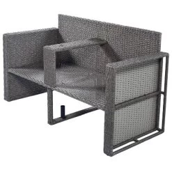 2pc Outdoor Wicker Conversation Sectional Set With Cushions & Half-Moon Side Table For Umbrella - Gray - GODEER -Outdoor Furniture Store GUEST 21b142d1 fa84 40c7 87e9 f8c7023e91a8