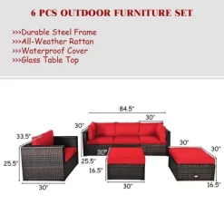 Costway 6PCS Patio Rattan Furniture Set Cushion Sofa Coffee Table -Outdoor Furniture Store GUEST 224fe966 8090 46df 98d5 316f447f10ac