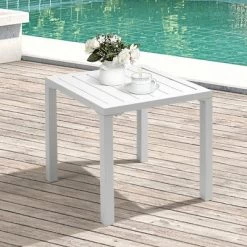 Outdoor Aluminum Square Side Table - White - Crestlive Products