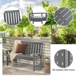 Costway Garden Bench All-Weather HDPE 2-Person Outdoor Bench For Front Porch Backyard -Outdoor Furniture Store GUEST 227fce1c 1d7e 43ad 8717 a6d2c9d5809f