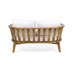 Solano Outdoor Wooden Loveseat With Cushions - White/Teak - Christopher Knight Home -Outdoor Furniture Store GUEST 22bb9543 e13e 42ee 89a3 90f137f0f8a6 1