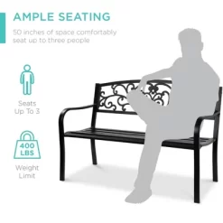 Best Choice Products Outdoor Steel Bench Garden Patio Porch Furniture W/ Floral Design Backrest, Slatted Seat -Outdoor Furniture Store GUEST 22c4a03a 1286 400e 8ada f6f4a3dd0ee1