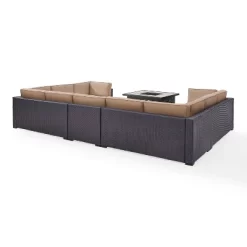 Biscayne 6pc Outdoor Wicker Sectional Set With Fire Table - Mocha - Crosley -Outdoor Furniture Store GUEST 22c6c0f1 d16e 4dfe 8f25 22752f69e8e5