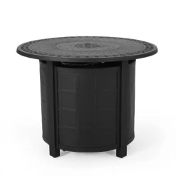 Amaya 5pc Outdoor 4 Wicker Swivel Chair & Fire Pit Set - Dark Brown/Beige/Matte Black - Christopher Knight Home -Outdoor Furniture Store GUEST 231cad94 0799 4463 86d5 abb259e55e9b