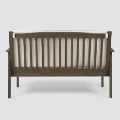 Casa Acacia Wood Loveseat - Gray/Cream - Christopher Knight Home -Outdoor Furniture Store GUEST 235a9aca 7146 45eb 8f37 ef7c7bfa7acb