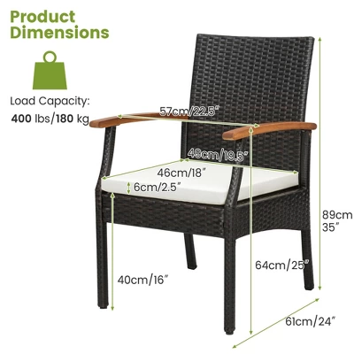 Costway 5 PCS Patio Rattan Dining Set Acacia Wood Table 4 Wicker Chairs With Umbrella Hole 5 Costway 5 PCS Patio Rattan Dining Set Acacia Wood Table 4 Wicker Chairs With Umbrella Hole - Image 3