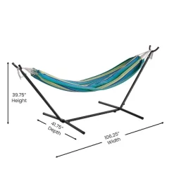 Emma And Oliver Cotton Two Person Hammock With Space Saving Steel Stand, Premium Carry Bag And Hanging Hardware -Outdoor Furniture Store GUEST 2387a057 763c 4981 bb36 52f6e221bd83