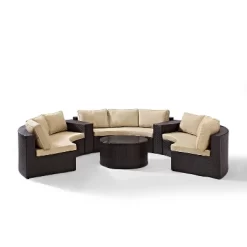 Catalina 6pc Outdoor Wicker Sectional Set - Sand/Brown - Crosley -Outdoor Furniture Store GUEST 239f0b33 e4d5 4d3f a0d1 47d44c337629
