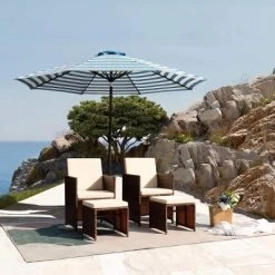 5pc Outdoor Wicker Set With Chairs, Umbrella & Ottomans - Devoko -Outdoor Furniture Store GUEST 2444554a f5cc 4481 bb9e b1cc6997a8ba