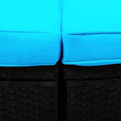 6pc Wicker Round Outdoor Sectional Set With Cushions - Black/Blue - GODEER 14 6pc Wicker Round Outdoor Sectional Set With Cushions - Black/Blue - GODEER - Image 12