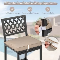 Costway Set Of 2 Outdoor Bar Height Dining Chairs Patio Metal Bar Stools With Cushion -Outdoor Furniture Store GUEST 248a10df 095f 4226 91eb 34f762ae142a