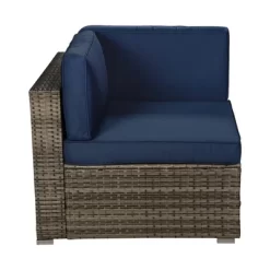 5pc Outdoor Rattan Wicker Sectional Conversation Set With Cushions - Brown/Blue - GODEER 13 5pc Outdoor Rattan Wicker Sectional Conversation Set With Cushions - Brown/Blue - GODEER -Outdoor Furniture Store GUEST 2593dee7 5607 4a3b 9526 0573716ae338