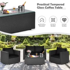 Costway 8PCS Patio Rattan Furniture Set Cushioned Sofa Chair Coffee Table TurquoiseRedBlack -Outdoor Furniture Store GUEST 25b1b466 25fb 469c b90e 641d86be0735
